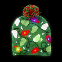 Light Up Holiday Lights Green Beanie